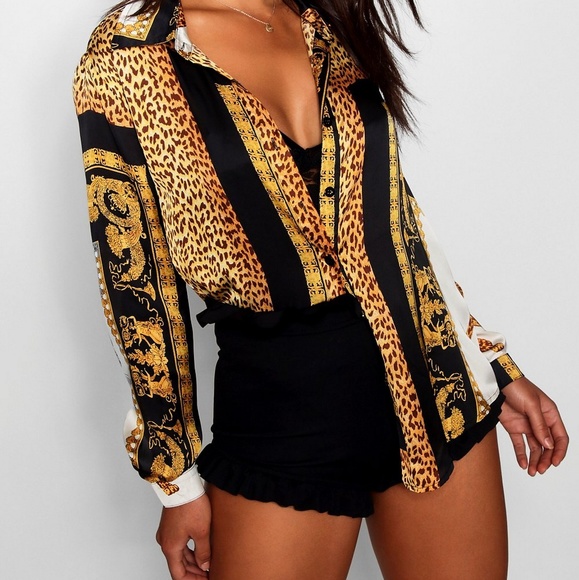 Boohoo Tops - Boohoo Leopard Styled Button Down